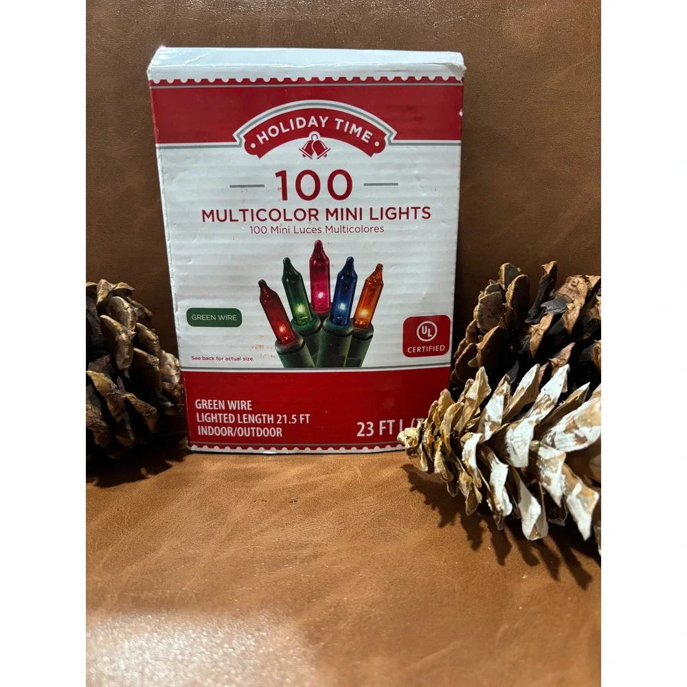 Holiday Time 100 Multicolor Mini Lights Green Wire Indoor Outdoor 23ft NEW